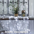 RPGT Christmas Light 1000 LEDs 336ft Green Cable Wire Fairy String Tree Twinkle Lights Plug in 12 Modes for Christmas Party, Outdoor, Garden, Wedding, Home Decoration (White)