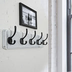 WEBI Coat Rack Wall Mounted,Coat Hooks Wall Mount,16" Hole to Hole,Large Coat Hanger Wall,5 Hooks for Hanging Coats,Hats,Jacket,Clothes,Entryway,Black/White,2 Packs