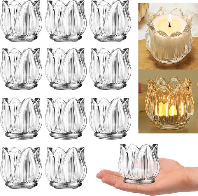 GOLDEAL 24Pcs Votive Candle Holders,Clear Thick Glass Tea Light Candle Holder Bulk,Tealight Candle Jars for Wedding Table Decor,Party Supplies,Bridal Shower,Baby Shower,Tables Centerpieces
