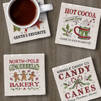 Thirstystone Holiday Treats 4 Pack Assorted Tumbled Tile Stone Coasters with Protective Cork Backing 4" Square Manufactured in The USA