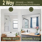 Suidia Bathroom Mirror, 24" x 36" Wall Mirror Metal Framed, Bathroom Vanity Mirror for Living Room Bedroom Bathroom Entryway, Silver, Rect Corner Style
