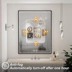 36x28 Inch LED Bathroom Mirror with Light,Black Metal Frame Lighted Vanity Anti Fog Dimmable Touch Switch