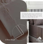 Linen Home 100% Cotton Percale Sheets Queen Size, Charcoal, Deep Pocket, 4 Pieces Set - 1 Flat, 1 Deep Pocket Fitted Sheet and 2 Pillowcases, Crisp Cool and Strong Bed Linen