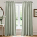 RYB HOME Linen Sheer Curtains and Drapes for Living Room 72 inches Length, Breathable Weave Textured/Rod Pocket Semi Sheer Curtains, Sage Green, W 52 x L 72 inches, 2 Panels Set