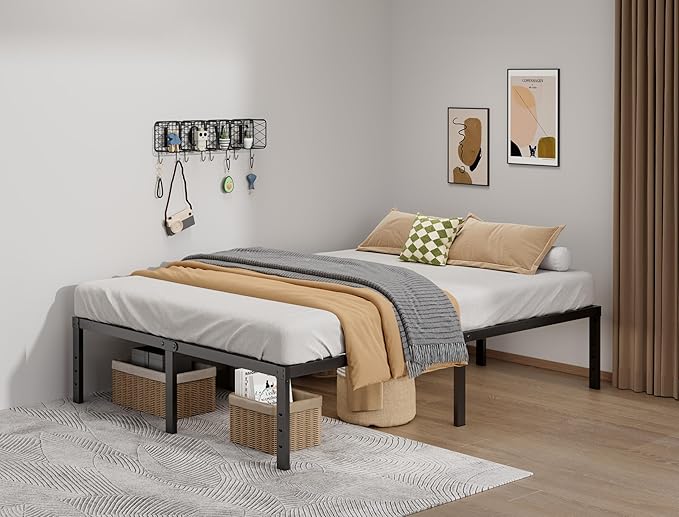 Metal Bed Frame Queen Size - 16 Inch Heavy-Duty Queen Platform Bed Frame No Box Spring Needed, Easy Assembly, Noise-Free, Sturdy Mattress Foundation, Underbed Storage Space