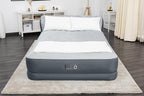 SleepLux Queen Air Mattress with Headboard | Supersoft Snugable Top, Extra Durable Tough Guard | Raised Airbed with Built in Pump + USB Charger (90"x60"x29") Grey