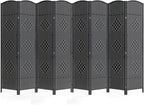 8 Panel Room Divider,6Ft Folding Privacy Screen,Tall - Extra Wide Foldable Panel Partition Wall Divider with Diamond Double-Weaved Hand-Woven Design Room Screen Divider
