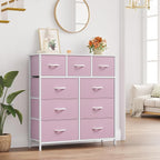 YITAHOME Dresser for Bedroom with 9 Drawers, Closet Dresser & Chest of Drawers for Living Room, Closets - Sturdy Steel Frame, Wooden Top & Easy Pull Fabric Bins