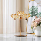 Crystal Candle Holders Lotus Candelabras Gold Arch Candlestick, Centerpiece Table, Home Hecor for Wedding, Dinning Room, Coffee Table, Kitchen, Living Room, Entryway (5 Arms, Gold, Taper Candle)