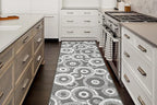 Custom Length Cut to Size Retro Modern Geometric Carpet Runner Rug for Hallways, Non Slip Rubber Backed, 31 inch Wide X Customized Length, Geo Grey, 31 inch X 32 feet