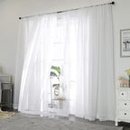 Chyhomenyc White Sheer Curtains 84 Inches Long 2 Panels Set - Light Filtering White Curtains for Living Room, Soft Gentle Voile Rod Pocket Bedroom Window Drapes, 42Wx84L Inch, 2PCS