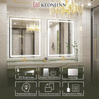 Keonjinn Lighted Bathroom Mirror, 40 x 32 Inch Bathroom LED Mirror with Lights, Frontlit Only, HD Tempered Glass, UL-Listed LED Driver, Anti-Fog, 6000K Dimmale, Easy Installation(Horizontal/Vertical)
