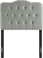 Modway MOD-5160 Annabel Tufted Button Linen Fabric Upholstered Twin Headboard in Gray