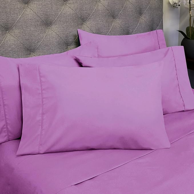 Full Size Bed Sheets - 6 Piece 1500 Supreme Collection Fine Brushed Microfiber Deep Pocket Full Sheet Set Bedding - 2 Extra Pillow Cases, Great Value, Full, Pale Pink