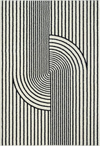 Abani Nuevo Collection Area Rug - Mid-Century Black and White Arch Knot Design - 6' x 9' - for Living Room, Bedroom & Office