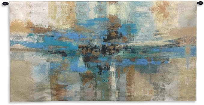 Morning Fjord by Silvia Vassileva | Woven Tapestry Wall Art Hanging | Abstract Scandinavian Landscape Artwork | 100% Cotton USA Size 63x34