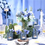 12 Pack Blue Votive Candle Holders, Vintage Blue Candle Holders, Tealight Candle Holder for Wedding Table Centerpieces, Bridal Shower, Home Decor, Birthday, Party Table Decor