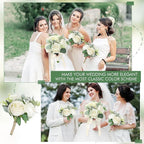 Bridesmaid Bouquets Set of 2 - Ivory White Artificial Flowers Bouquet for Bridesmaids Wedding Small Floral Centerpieces for Marriage Proposal Party Anniversary Dining Table Decor -7 Inch