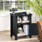 Night Stand Set of 2, 18 Inch Farmhouse Nightstand with with Charging Station and USB Port, Rustic Couch End Table with Magnetic Door, Wood Bed Side Tables for Bedroom, Home, Black