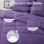 Love's cabin California King Comforter Set Purple, 7 Pieces California King Bed in a Bag, All Season Bedding Sets with 1 Comforter, 1 Flat Sheet, 1 Fitted Sheet, 2 Pillowcase and 2 Pillow Sham