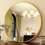 HARRITPURE Round Mirror 36 Gold Wall Mounted Circle Mirrors Vanity Mirror with Brushed Aluminum Alloy Frame Modern Decoration for Bathroom, Living Room, Vanity, Bedroom, Entryway