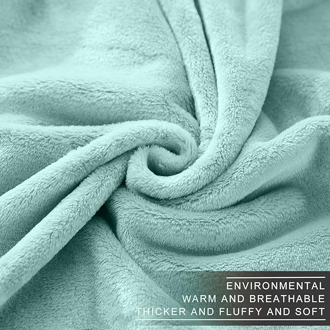 Fleece Blankets for All Season - Premium Lightweight Anti-Static Throw for Travel Size Bed Extra Soft Brush Fabric Warm Sofa Thermal Blanket 51" x 60"(Sage Green)