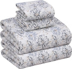 RUVANTI Flannel Sheets Full Size - 100% Cotton Double Brushed Bed Sheets Set, Deep Pockets 16 Inches, All Seasons Breathable & Extra Soft Full Sheets, Warm & Cozy, 4 Piece, Pacific