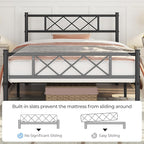 Yaheetech Twin Size Metal Platform Bed Frame with Simple Headboard and Footboard, Mattress Foundation for Under Bed Storage, Steel Slat Support, No Box Spring Needed, Easy Assembly, Black