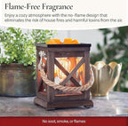 Candle Warmers ETC. Vintage Bulb Illumination Fragrance Warmer- Light-Up Warmer for Warming Scented Candle Wax Melts and Tarts to Freshen Room, Walnut & Rope