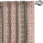 Ambesonne Southwestern Window Curtains, Traditional Vertical Borders Inspired by Prehistoric Art Ikat Style, Lightweight Decorative Panels Set of 2 with Rod Pocket, Pair of - 28" x 63", Brown Coral
