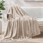 Exclusivo Mezcla Plush Fuzzy Fleece Throw Blanket Extra Large, Super Soft, Fluffy and Warm Blankets for Couch, Bed, Suitable for All Seasons (50x70 Inches, Camel)