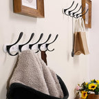 SKOLOO Modern Metal Wall Coat Rack with 5 Hooks, Pack of 2, Sturdy Wall Hook Rack Rail for Hanging Coat, Jacket, Clothes, Hat, Black on White