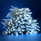 YULETIME 100 ft 300 Count Cool White LED String Lights with Adapter, Clear Wire Wide Angle 5mm Christmas Light (Cool White)