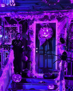Halloween Fairy Lights Battery Operated, 10 Feet 120LEDs Firecracker String Lights Waterproof Silver Wire Starry Firefly Light for Bedroom Home Haunted House Indoor Outdoor Holiday Decorations, Purple