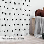 MYSKY HOME Short Pom Pom Sheer Curtains for Bedroom, Kitchen, Bathroom, Nursery, Boys Kids Room - Black, 52" x 54", Rod Pocket, 2 Panels, Halloween Small Window Curtains