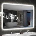 S'bagno 32"x24" LED-Lighted-Bathroom-Mirror, Wall-Mounted-Dimmable-Vanity-Mirror, Bluetooth Speaker Anti-Fog Waterproof Smart Touch Button 3 Colors Bathroom-Lighted-Mirror, Vertical/Horizontal