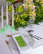 Vixdonos Colorful Glass Candlestick Holders Tealight Candle Holder Set for Table Centerpieces, Wedding Decor and Dinner Party (3 Pcs, Green White Gradient)