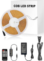LED Strip Lights 32.8FT,Dimmable cob led Strip with Adapter and Remote,Superbright 24V led Tape,CRI90+,2700K Warm White led Strips,Indoor Perfect for Cabinet,Room,Kitchen,TV,Mirror