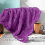 Exclusivo Mezcla Plush Fuzzy Fleece Throw Blanket Extra Large, Super Soft, Fluffy and Warm Blankets for Couch, Bed, Suitable for All Seasons (50x70 Inches, Purple)