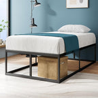 Zinus Joseph 18 Inch Platform Bed Frame, Wood Slat Support, No Box Spring Needed, Eco Friendly WonderBox(TM) Packaging, Easy Assembly, Black, Twin