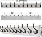SKOLOO Rustic Wall Mounted Coat Rack, Case of 2, Pine Solid Wood Coat Hook Hanger - 10 Hooks for Hanging Clothes Robes Towels Coats
