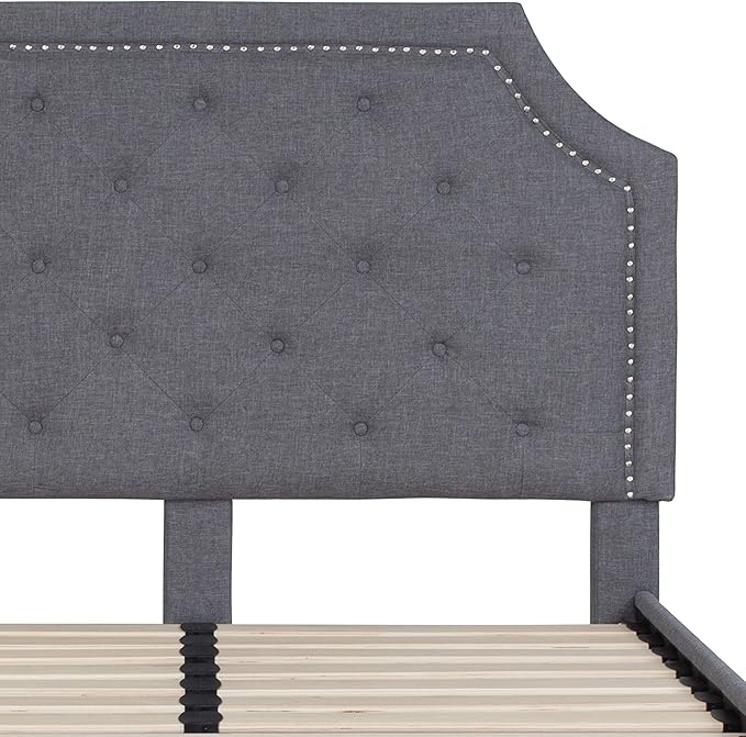 Flash Furniture Brighton Full Size Tufted Upholstered Platform Bed in Light Gray Fabric
