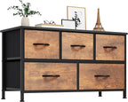 YITAHOME Wide Storage Tower with 5 Drawers - Fabric Dresser, Organizer Unit for Bedroom, Living Room, Closets - Sturdy Steel Frame, Easy Pull Fabric Bins & Wooden Top