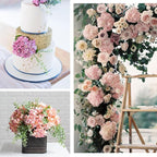 20 Pcs White and Pink Hydrangea Artificial Flowers Bulk, Faux Hydrangea Flowers Heads, Artificial Fake Silk Hydrangea Flowers with Stems, White Flowers Artificial for Decoration Wedding Décor