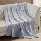Exclusivo Mezcla Fleece Bed Blanket Queen Size, Super Soft and Warm Blankets for Couch, Sofa and Bed Waffle Textured, Cozy, Fuzzy and Lightweight (Mixed Navy Blue, 90x90 Inches)