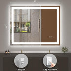 40x32 Smart Led Mirror for Bathroom, Dimmable Vanity Mirror with Lights, Backlit and Front Lit Makeup Mirror for Wall, Anti-Fog (Horizontal/Vertical)