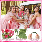 Tigeen 12 Bundles Peonies Artificial Flowers Faux Roses Silk Flowers Hydrangea Artificial Bouquet for Wedding Table Centerpiece Floral Vase Home Office Bridal Decor (Rose Pink)