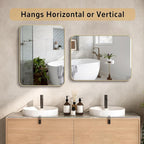 French Gold Mirror for Wall Decor, 30x36 Inch Brushed Brass Metal Framed Rectangle Wall Mirror for Bathroom Vanity, Living Room, Bedroom, Farmhouse, Hangs Vertically or Horizontally