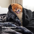 Bedsure GentleSoft Sherpa Fluffy Blanket Twin Size - Fleece Warm and Cozy Throw for Women Gift, Plush & Fuzzy Faux Fur Christmas Blanket for Couch, Sofa, Bed Decor, Tie Dye Design, Black, 60x80 Inches