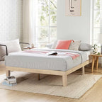Mellow Naturalista Classic 12 Inch Solid Wood Platform Bed with Wooden Slats, King, White Wash